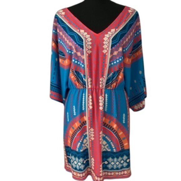 BRAEVE Boho Colorful Mini Dress Coverup Medium - Picture 1 of 12